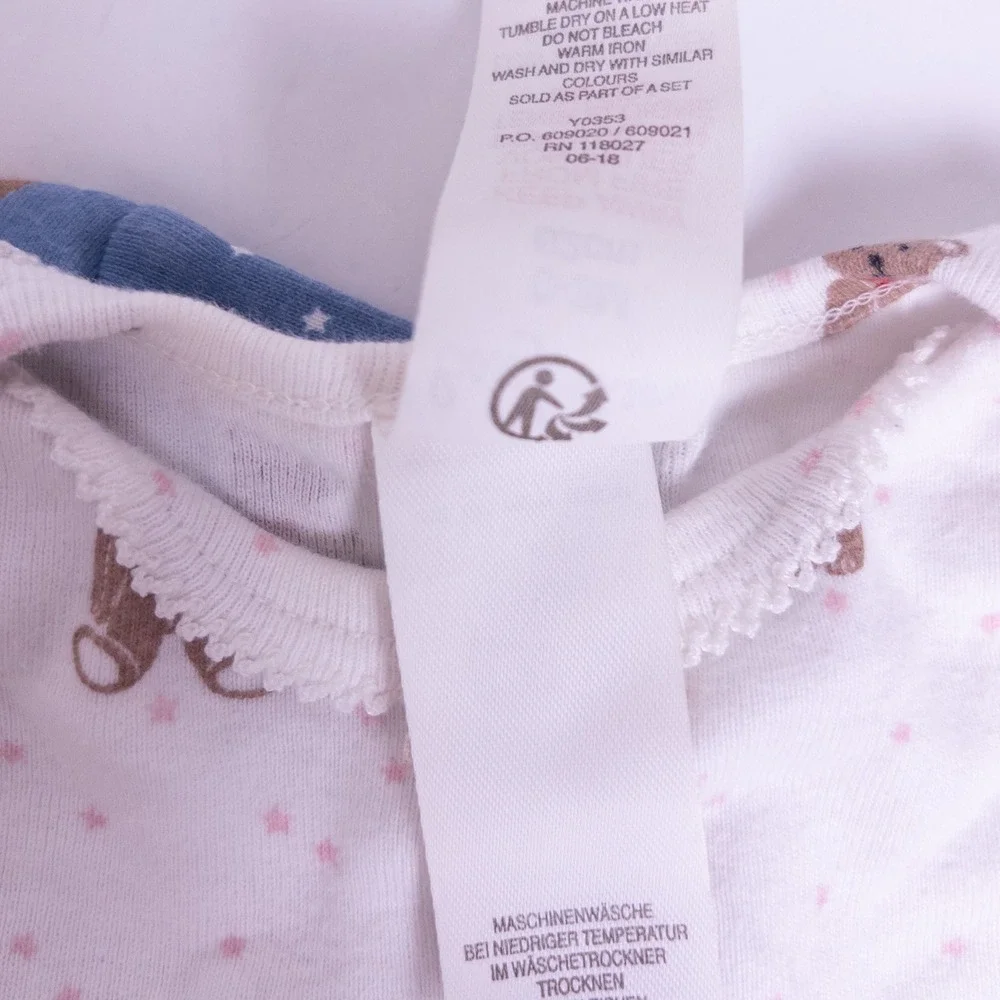Baby Boden 3 Pc Bodysuit Set Pink Blue White Bear Stripe Long Sleeve Baby 0-3 M